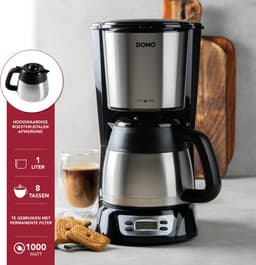 DOMO DO709K Koffiezetapparaat met thermoskan - 1L - Timer - RVS — thumbnail 2