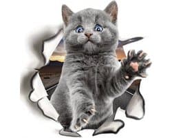 Poes Kater - Sticker - 25x25 cm - Toiletsticker - Muursticker - Huisdecoratie - Laptop/Tablet - Auto - Vrachtwagen - Kinderkamer - Verwijderbare Sticker