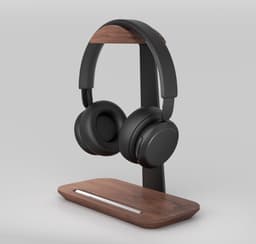 Alberenz koptelefoon houder - Walnoot afwerking - Headphone stand - Met pennenhouder - Combineer met Alberenz Monitorverhoger — thumbnail 4