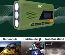 DAB+ Noodradio met Zonnepaneel en Handslinger - Noodradio Solar Opwindbaar - 4500 mAh Powerbank, Bluetooth 5.0, Zaklamp, SOS Sirene - Waterafstotend (IPX5) - Voor Kamperen, Survival, Noodpakket & Noodsituaties — thumbnail 2