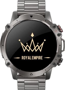 Royal Empire AK56 Smartwatch - Smartwatch Heren - Stappenteller - Bloeddrukmeter - Hartslagmeter - Slaapmonitor - Multisport - RVS & TPU Bandje - 47MM - Geschikt voor alle Smartphones - Zilver — thumbnail 2