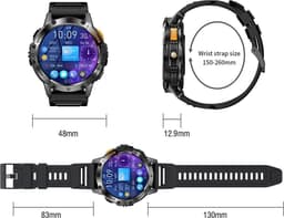 Royal Empire Amoled Smartwatch - Smartwatch Heren - Inclusief Led lampje - 48MM - RVS & TPU Bandje - Bloeddrukmeter - Stappenteller - Hartslagmeter - Slaapmonitor - Multisport Geschikt voor alle Smartphones - Zwart — thumbnail 4