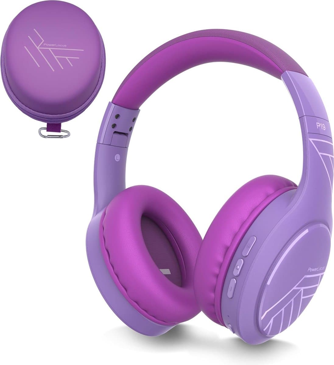 PowerLocus P19 Bluetooth Koptelefoon - Koptelefoon Draadloos - tot 70 Uur Speeltijd en met Aux Kabel - Over Ear Hoofdtelefoon - 3 EQ-Modi - Met Draagtas - Purper — afbeelding 1