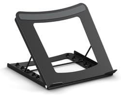 Worktrainer - Laptop Verhoger - Afm. 22,5 x 22.5 x 20 cm - Opvouwbaar - Zwart