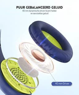 Intelectro Koptelefoon voor Kinderen - Veiligheid en Plezier in Eén! - Hoogwaardige Stereogeluid - Comfortabele Draagervaring - HD Microfoon - Volumeregeling - Brede Compatibiliteit en Audio Delen - Groen/Blauw - Levering Sneller dan Aangegeven! — thumbnail 5