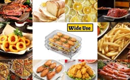 Airfryer Rek, Geschikt voor Ninja Dual Airfryer, 3 stuks gelaagde dehydrator rekken, RVS grillrek Rechthoekige, Airfryer-mandlade, met clip en verhoogde voetjes, Geschikt voor dubbele mand Airfryers — thumbnail 9