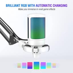 FIFINE - A6T - Wit - USB Studio microfoon - PC-Gaming Met Flexibele Arm ( 66cm! ) - Geschikt voor PC/PS4/PS5 - RGB - Podcast - Gaming - Streaming - Zwart — thumbnail 5