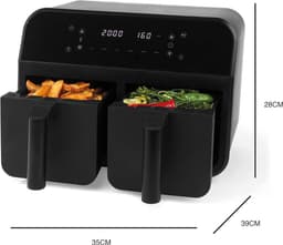 Equivera Dubbele Airfryer - Dubbele Mand - Dual Cook - Heteluchtfriteuse - Verschillende Programma's - Dual Zone - Mega — thumbnail 2