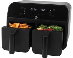 Equivera Dubbele Airfryer - Dubbele Mand - Dual Cook - Heteluchtfriteuse - Verschillende Programma's - Dual Zone - Mega