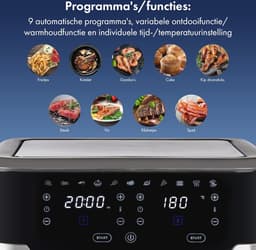 Hete Lucht Friteuse 9 Liter met Dubbele Kamer - XXL Frituurpan met Touchscreen en 9 Programma's — thumbnail 8