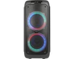 QONOS Bluetooth Speaker Partybox - Draadloos - 1 Microfoon - LED Verlichting - Karaoke - Radio - 120W - Zwart