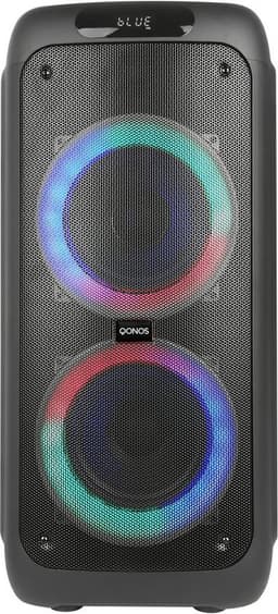 Qonos Bluetooth Speaker Partybox - Draadloos - 1 Microfoon - LED Verlichting - Karaoke - Radio - 120W - Zwart — thumbnail 1