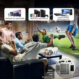 Zenwire R1 Mini Beamer 360 - Beamer - Mini Projector 360 - ANDROID 13 - WiFi 6 - Bluetooth 5.0 - 250 ANSI - HD 1280x720p ondersteunt FULL HD - Autokeystone 4D / Zoom - Home Cinema - Draagbaar - Voor IOS en Android - HDMI - USB - 36"-150" Scherm — thumbnail 4