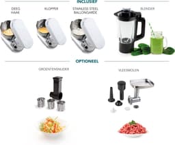 DOMO DO9231KR - Keukenmachine - 1200W - 6L - Incl. blender - Wit/Zilver — thumbnail 3