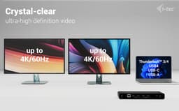 i-tec - Universal Dual 4K Docking Station – 2× HDMI + 2× DisplayPort - 85W Power Delivery - Gigabit Ethernet - Kensington-slot — thumbnail 2