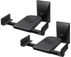 Verstelbare kantel-draaibare luidspreker muurbeugel zonder gereedschap 25 kg zwart - 1 paar