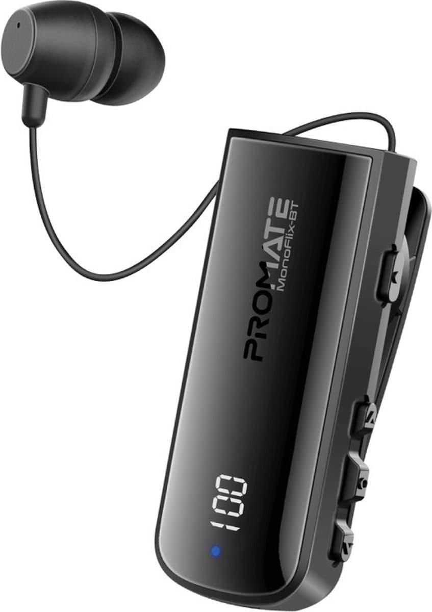 ProMate® Draadloze Professionele Mono Headset met Bluetooth v5.3, Intrekbare Kabel, Waterbestendigheid, Omgevingsgeluidsreductie, LED Display en Lange Batterijduur, voor Skype, Zoom, Trucker, MonoFlix-BT — afbeelding 1