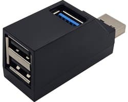 High Speed USB Splitter 3 poorten - Compacte USB Hub 3.0 / 2.0 - Verdeler Voor PC Laptop - Zwart
