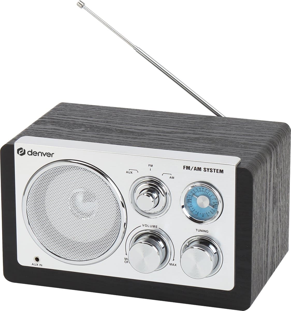 Denver Draagbare FM Radio - Retro - Werkt op batterijen of netstroom - Keukenradio - AM - FM - TR63 - Zwart — afbeelding 1