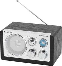 Denver Draagbare FM Radio - Retro - Werkt op batterijen of netstroom - Keukenradio - AM - FM - TR63 - Zwart — thumbnail 1