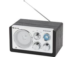 Denver Draagbare FM Radio - Retro - Werkt op batterijen of netstroom - Keukenradio - AM - FM - TR63 - Zwart