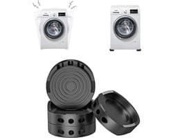 Trillingsdempers Wasmachine / Droogkast - Set Van 4 Stuks - Extra Dik - Stapelbaar - Wasmachine Dempers - Wasmachine Verhoger - Voetjes Droger - Geschikt Voor Wasmachine En Wasdroger - Antislip Rubber - Zwart