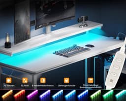 Multifunctioneel Bureau – Hoekbureau – Game Bureau – Jongens – Volledige Set – Stopcontacten – USB Poorten – Eenvoudige Montage – Wit — thumbnail 5