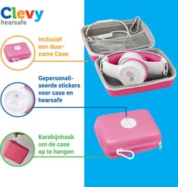 Clevy Hearsafe (Max 85 dB) - Koptelefoon voor kinderen met case en USB-C adapter - Roze - Ontworpen voor de schoolklas - Kids Headphone - Headset — thumbnail 3