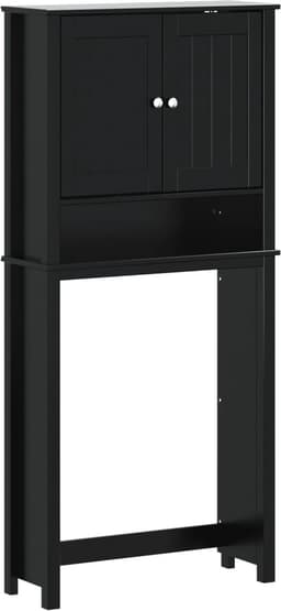 Wasmachine ombouw - Kast - Opbouwmeubel - Verhoger - Wasmachine meubel - Opbergkast - Hout - Zwart — thumbnail 2