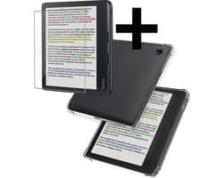 Hoes Geschikt voor Kobo Libra Colour - E-reader Siliconen Case Hoes Siliconen Back Cover Met Screenprotector - Transparant