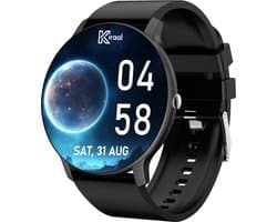 Kiraal Fit 5 - Smartwatch dames - Smartwatch Heren - Stappenteller - Full Screen - Fitness Tracker - Activity Tracker - Smartwatch Android & IOS - Zwart