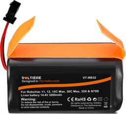 Voltière 14.4V 3200 mAH Accu Geschikt voor RoboVac 11, 11S, 11S Max, 12, 15C Max, 30C Max, 35X & DEEBOT N79S - Vervangende Batterij Geschikt voor Automatische Robovac Stofzuigers — thumbnail 2