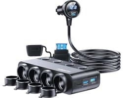 216W Autolader USB C - Auto Lader USB Adapter - Sigarettenhouder - Snellader Geschikt voor Oplader USB C iPhone 12, 13, 14, 15, 16, Samsung A55, A15, S24, iPad 2022, Air, Pro en Samsung Tablet S9 Plus - Sigarettenaansteker - Ondersteund Snelladen