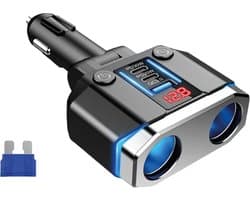 120W Autolader USB C Snellader - Autolader - USB Adapter Auto - 12V Splitter Sigarettenaansteker - Spanningsmeter