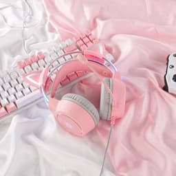 X15 Pro Over-Ear Hoofdtelefoon - Koptelefoon - Gaming Headset - Bedraad - Cancelling - Oortjes - Roze - Kat Oren - Rgb Licht - Met Microfoon - Voor Pc - Playstation - Xbox - Nintendo - — thumbnail 3