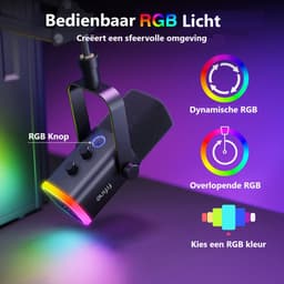 FIFINE - AM8T - USB / XLR Studio microfoon - PC-Gaming Met Flexibele Arm ( 66cm! ) - Geschikt voor PC/PS4/PS5 - RGB - Podcast - Gaming - Streaming - Zwart — thumbnail 2