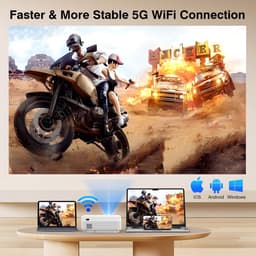 Draagbare Beamer 4K - 16000L - Bluetooth Projector Native 1080P - 5G Wifi - Elektrische Focus & Keystone - Compatibel met TV Stick, Smartphone, Laptop, HDMI, USB — thumbnail 3