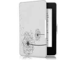 kwmobile e-reader hoesje geschikt voor Amazon Kindle Paperwhite hoes - E reader flip case met magnetische sluiting - Ereader cover - Paardenbloemen design in zwart / wit