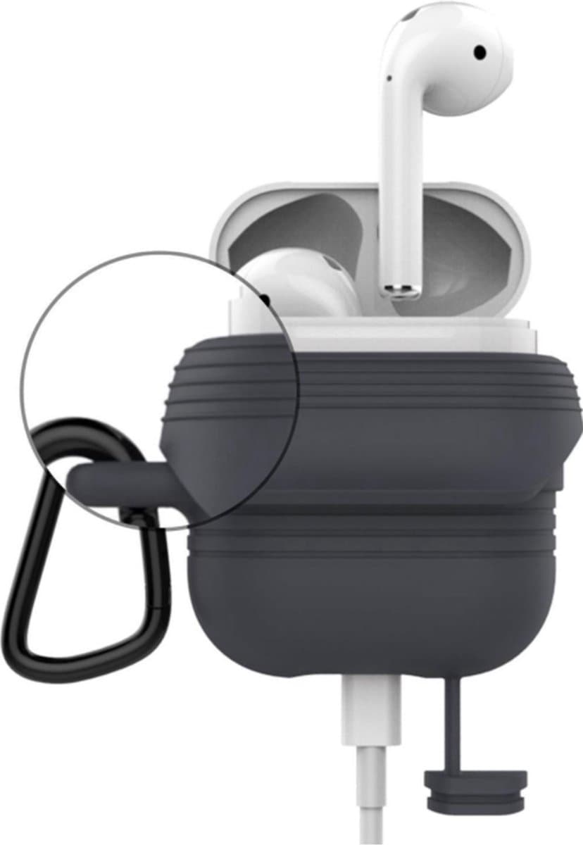 Geschikt voor Airpods Hoesje Siliconen Case - IP67 Waterdicht - Zwart — afbeelding 1