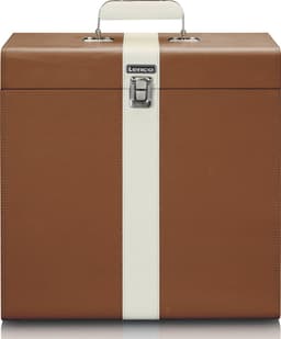 Lenco Platenkoffer - LP Opbergsysteem - Vinyl Houder voor ca. 30 platen - TTA-301BNWH - Bruin — thumbnail 4