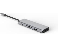 NÖRDIC DOCK-141 Dockingstation USB-C naar HDMI 4K - 1x USB-C, 3x USB A, 1x SD MicroSD - Space Gray