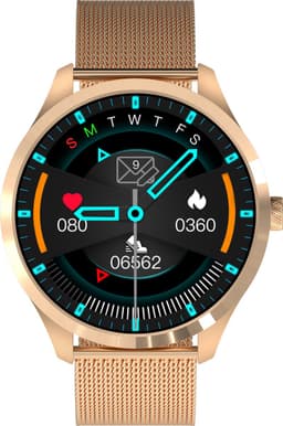 Belesy® BQSiRgSk Pro Skull - Smartwatch Dames – Smartwatch Heren - Horloge - 1.28 inch - Kleurenscherm - Stappenteller - Bloeddruk - Hartslag - 75+ Wijzerplaten – Sporten – Rose goud – Staal - Siliconen – Skull - Zwart - Kerstcadeau — thumbnail 4