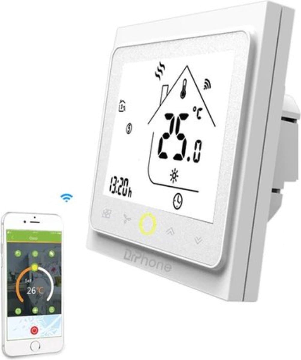 DrPhone GALW-002 Slimme WiFi Waterverwarmingsthermostaat 5A – 230V - App: Smartlife – Compatibel met Google Home & Amazon Alexa – Wit — afbeelding 1