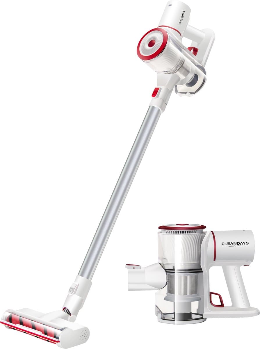 CleanDays® Steelstofzuiger - Draadloos - Turbo Borstel en Kleine Turbo Borstel - LED Verlichting - Sterke Zuigkracht - Inclusief Muurbeugel - Kruimelzuiger - Steelstofzuigers - Stofzuiger Draadloos — afbeelding 1