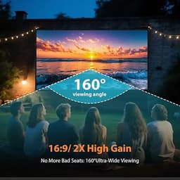 Beamerscherm 150 Inch - Projectiescherm voor Binnen en Buiten - 16:9 HD Beamer Scherm - Opvouwbaar Kreukvrij en Wasbaar - Met Zwarte Achtergrond — thumbnail 4