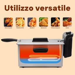 Roestvrijstalen Friteuse - Frituurpan - Lekker Frituren - Koelzone Technologie - 3 Liter - Zilver — thumbnail 3