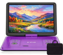 Boifun 17,5" draagbare dvd-speler met 15,6" HD groot draaibaar scherm voor in de auto - 4-6 uur speeltijd met batterij - geheugen-afspeelfunctie - ondersteuning USB/TF-kaart [Blu-ray niet ondersteund] - met handtas — thumbnail 1