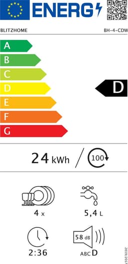 BLITZHOME Vaatwasser BH-4-CDW – compacte tafelmodel, 5L, 8 programma’s, 360° sproeiarmen, hete-lucht droging, app-besturing, kinderslot, EU-stekker — thumbnail 2