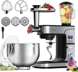 Swiss Haus® KM2206BG Keukenmachine 1300W – 6L RVS Mengkom – Keukenrobot met Timer & LED Display – Foodprocessor met Blender 1.5L & Vleesmolen – 6 Snelheden + Pulse – RVS — thumbnail 1