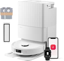 Roborock QV 35S Set-Robotstofzuiger–10000 Pa zuigkracht–Dubbele anti-klitborstels–Slimme obstakelvermijding–Dubbele opklapbare–Draaiende dweilen–Automatisch dweilen–Zelfdrogend–twee stofzuigerzakken en één filter-Wit–Qrevo plus Upgrade — thumbnail 1